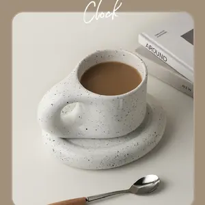 북유럽 세라믹 뚱뚱한 손잡이 커피잔 & 쟁반 방열 찻잔 창조적인 선물