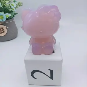 Grosir Batu Opal Penyembuhan Grosir Karakter Kartun Opalite Ukiran Alami Hello Kitty untuk Hadiah Kristal Berlian 1 Warna Kucing