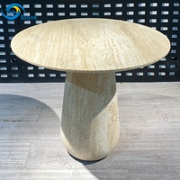 Table basse en travertin ronde, table d'appoint moderne en marbre, table d'appoint ovale sur piétement, table d'appoint haut de gamme en pierre pour salon, hôtel
