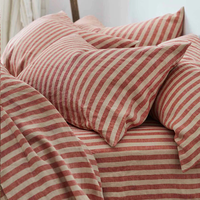 Parure de lit en lin 100% blanc, housse de couette, qualité hôtelière, rayures, tissage technique pour la literie