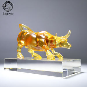 שיפוע צבע אמנותי שיפוע קריסטל שור פסל עבודת יד שור figbine הדפסה אמנות מודרנית דף בית מתנה קולקנת noriva noriva - Product Image 2
