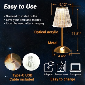 <span class=keywords><strong>Lampada</strong></span> a batteria ricaricabile moderna <span class=keywords><strong>lampada</strong></span> di cristallo Touch dimmerabile luci LED camera decorativa in metallo dorato <span class=keywords><strong>lampada</strong></span> <span class=keywords><strong>da</strong></span> <span class=keywords><strong>tavolo</strong></span> Cordless - Product Image 6