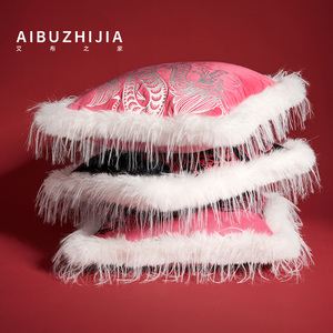 AIBUZHIJIA Taie d'oreiller vintage de luxe <span class=keywords><strong>Housse</strong></span> de coussin <span class=keywords><strong>Dragon</strong></span> brodé chinois Rose Noir Blanc <span class=keywords><strong>Housse</strong></span> de coussin - Product Image 5
