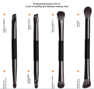4Pcs Double Head Aluminum Handle Makeup Brush Set with Mirror Eyeshadow Blusher Lip Cosmetic Brush Kit - Product Image 2