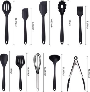 Juego de 10 Utensilios de Cocina de Silicona Antiadherentes, Resistentes al Calor, Incluyen Cucharas, Cucharón, Accesorios para Alimentos en Caja - Product Image 4