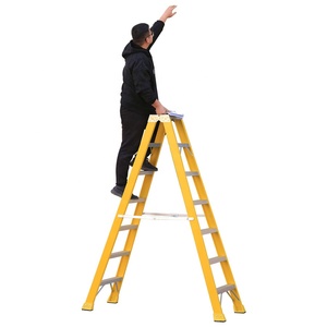 可折叠楼梯玻璃钢单步塔梯绝缘家用铝玻璃纤维双面梯子 - Product Image 5