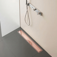 Grille de drain de douche linéaire moderne en acier inoxydable avec insert pour carrelage, couvercle dissimulé détachable, pour salle de bain