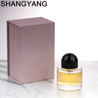 Flacon de parfum rond personnalisé de 50 ml avec pulvérisateur à pompe, flacon de parfum en verre élégant et luxueux à fond épais avec boîte