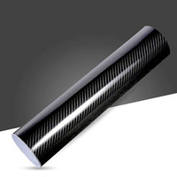 Film adhésif pour voiture en vinyle noir brillant 5D sans bulles, film adhésif en fibre de carbone 5D, vente en gros