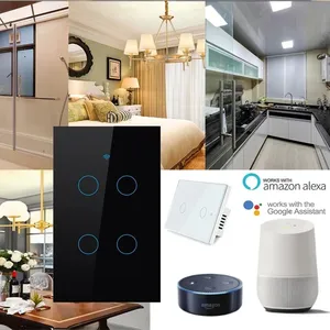 Interruptor Táctil Inteligente WiFi Tuya de 2 Canales, Estándar Estadounidense, <span class=keywords><strong>Precio</strong></span> de Fábrica en China, Interruptor de Pared Inteligente WiFi de 2 Grupos - Product Image 3
