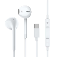 Auriculares Intrauditivos con Cable Tipo-C, Material TPE, Cable de 1.2m, Audio Estéreo, Control de Línea, Micrófono Integrado para Teléfonos Tipo-C