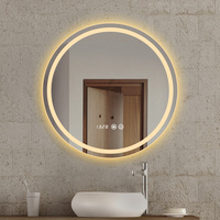 Miroir LED rond personnalisé miroir mural tactile désembueur d'écran miroir intelligent pour salle de bain avec lumière led