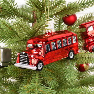 Adorno Navideño Colgante de Vidrio con Forma de Autobús Escolar Pintado a Mano, Decoración Única para el Árbol de Navidad - Product Image 2