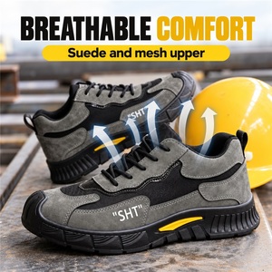 Chaussures de sécurité à embout d'acier pour hommes, chaussures de travail à lacets, résistantes aux perforations, antidérapantes, semelle extérieure durable - Product Image 3