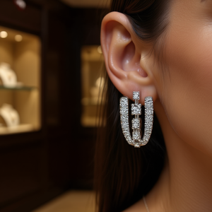 Orecchini di Lusso in Oro Bianco con Diamanti Taglio Brillante Rotondo Colore G Naturali Gioielli da Sposa per Donna Pezzo Unico di Alta Gioielleria - Product Image 2