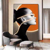 Lumière LED murale moderne en forme de portrait de femme, décoration artistique suspendue, peinture décorative
