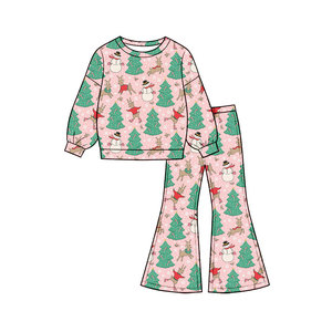 Custom Print <b>Snowman</b> Deer Tree Baby Girls Boys Christmas <b>Outfits</b> Romper Soft Wholesale Sibling Holiday Clothing Boutique Factory - Product Image 3