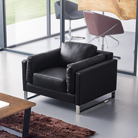 Juego de sofá de oficina negro moderno con mesa de centro, muebles de sala de recepción de empresa informal