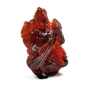 Escultura de la Diosa Saraswati en granate de hessonita (gomed) - Ídolo/estatua de la Diosa del Conocimiento en piedras preciosas y cristales - 2.25 - Product Image 2
