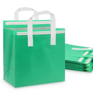 Sac isotherme grande capacité anti-fuite en non-tissé avec fermeture éclair et feuille d'aluminium, idéal pour la livraison d'aliments chauds ou froids, sac de courses pour produits frais - Product Image 6