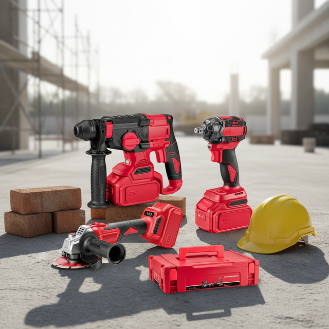 Versatile 20V Rechargeable Brushless Power Tool Combination Set with Impact Driver and Rotary Hammer for Rapid Fastening