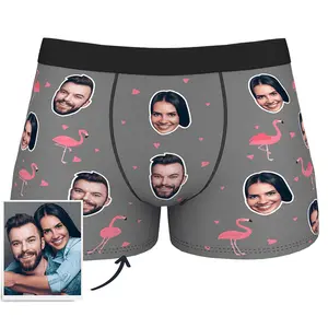 Dropship Custom printed face Manufacture custom designers men under wear plus size mens boxer shorts panties underwear