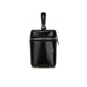 Trousse de Maquillage ZENOS Noire Effet Croco, Taille Moyenne, Fermeture Éclair, Poignée Souple Élégante, Sac de Maquillage Portable - Product Image 4