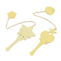 Creativo Sailor Moon Star Wand colgante lindo Kawaii Anime estilo galvanoplastia goteo proceso a granel Metal latón marcapáginas