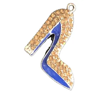 Blauwe En Gele Epoxy Hoge Hak Schoen Charme Designer Charme Hanger Sieraden Diy Sieraden Accessoire Voor Armbanden Kettingen