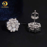 Boucles d'oreilles clous en argent 925 style hip-hop en forme de fleur, serties de moissanite VVS avec certificat GRA, pour livraison directe