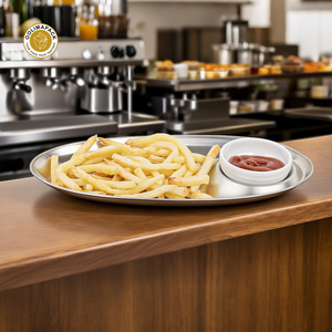 OOLIMAPACK Plateau à frites en acier inoxydable à un niveau de haute qualité en métal doré/argenté pour restauration rapide Restaurant Cuisine - Product Image 3