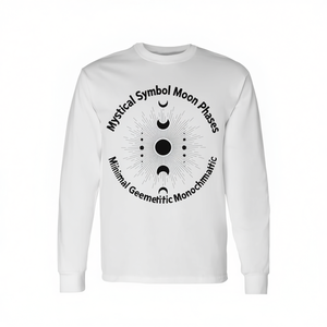 T-shirt à manches longues et débardeur géométrique minimaliste monochromatique avec symboles mystiques des phases lunaires - Produit promotionnel - Product Image 2