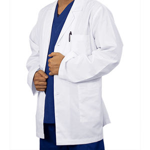 Blouse médicale sur mesure à manches longues, coupe classique, pour adultes, en tissu toile coton-polyester, usage hospitalier - Product Image 5