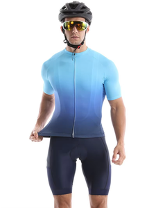 Vêtements de cyclisme sur route personnalisés pour sports de plein air, à manches courtes, avec cordon de serrage à la taille pour évacuer la transpiration, couleur dégradée - Product Image 2