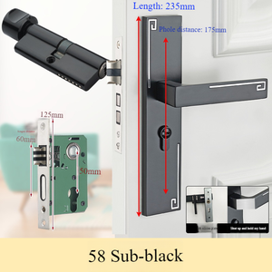 مقابض أبواب خشبية من الألومنيوم بلون ذهبي وأسود من الأدوات الحديثة للاستخدام الداخلي مع قفل يستخدم في الفنادق والمنزل وغرف النوم - Product Image 4