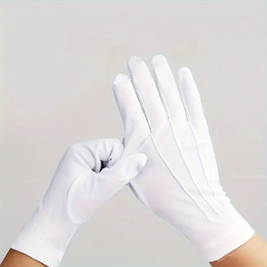 Gants en Coton Blanc Personnalisés <span class=keywords><strong>pour</strong></span> Cérémonie, Uniforme et Défilé, à Trois Nervures - Product Image 2