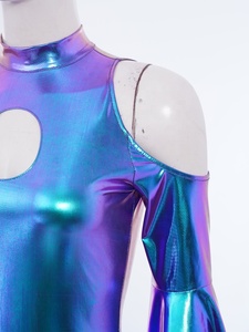 Traje Metálico de una Pieza para Baile Latino, Leotardo, Mono, Ropa de Baile Disco, para Fiestas Temáticas de Baile de Salón - Product Image 3