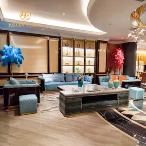 High end villas interior design dubai ebony veneer sectional sofa set luxury sofas
