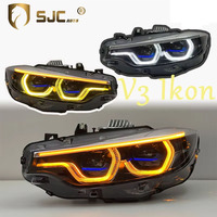 Faro Delantero para Automóvil SJC para BMW Serie 4 F32 M3 M4 F8X F80 F82 2013-2017 V3 Estilo Ikon Actualizado Estilo Tricolor LED