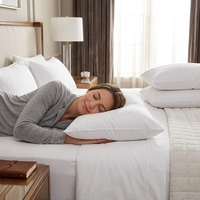 Oreillers de luxe pour hôtel, 100 % polyester, hypoallergéniques, résistants aux acariens, doux pour la peau, design uni, qualité supérieure