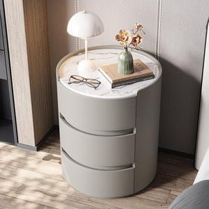 Modern Nightstand Round <b>Bedside</b> Table With <b>Shelves</b> Luxury Bedroom Hotel Furniture - Product Image 3