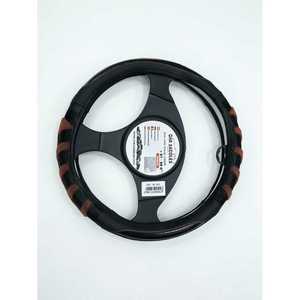 Housse de volant noire et orange en maille cousue 37-39 cm pour voiture - Product Image 1