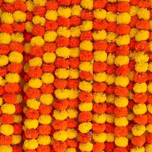 Marigold Flower Wall, Door Hanging Flower Garlands String for Wedding and <b>Home</b> Decoration Wedding Christmas Day Housewarming - Product Image 1
