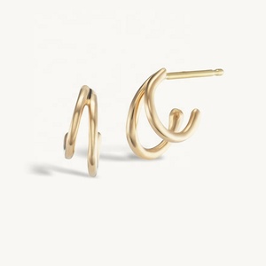 Lozrunve 925 Sterling Bạc Mịn Đơn Giản Miminal Nửa Mở Huggie Mini Hoop Bông Tai - Product Image 1