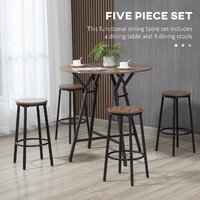 Ensemble de table et chaises de bar industrielles en métal personnalisables, 5 pièces, table à manger peu encombrante avec 4 tabourets, pub, ODM/OEM disponible