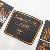 Etiquetas Personalizadas para Botellas de Vino Tinto, Whisky y Vodka, Etiquetas con Logotipo Frontal y Trasero, Papel Texturizado, Lámina Dorada