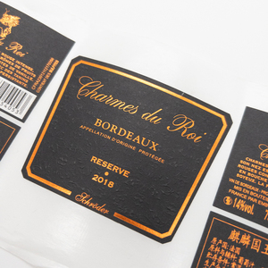 Etiquetas Personalizadas para Botellas de Vino Tinto, <span class=keywords><strong>Whisky</strong></span> y Vodka, Etiquetas con Logotipo Frontal y Trasero, Papel Texturizado, Lámina Dorada - Product Image 4