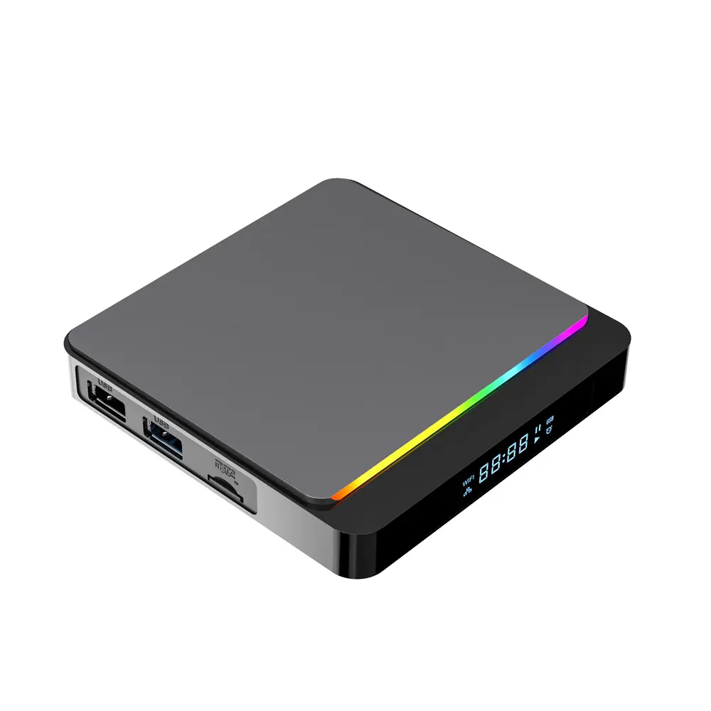 Nuevo X3PRO Android TV caja de S905X3 BT 4GB Ram 32GB Rom dual wifi AC 8K de decodificación de vídeo con programable dinámica de luz RGB