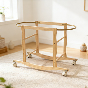 Nouveau berceau à bascule <span class=keywords><strong>blanc</strong></span> pour nouveau-né, panier de Moïse <span class=keywords><strong>en</strong></span> bois de pin avec roulettes - Product Image 6