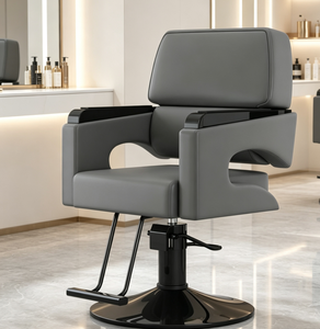 Fauteuil de Barbier Moderne Noir et Or, Chaise de Coiffure Hydraulique Pivotante pour Salon de Coiffure - Product Image 5
